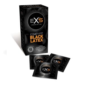 EXS Black Latex karcsusított, fekete óvszer (12 db)