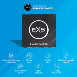 EXS Black Latex karcsusított, fekete óvszer (100 db)