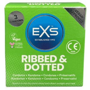 EXS Ribbed & Dotted redőzött, rücskös felületű óvszer (3 db)