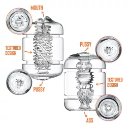   Private Clear Shot punci, popsi és száj dupla maszturbátor (áttetsző)