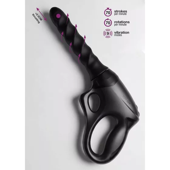 Toy Joy - Cadence PRO+ lökő/forgó/rezgő kézi szexgép, tapadótalppal (fekete)