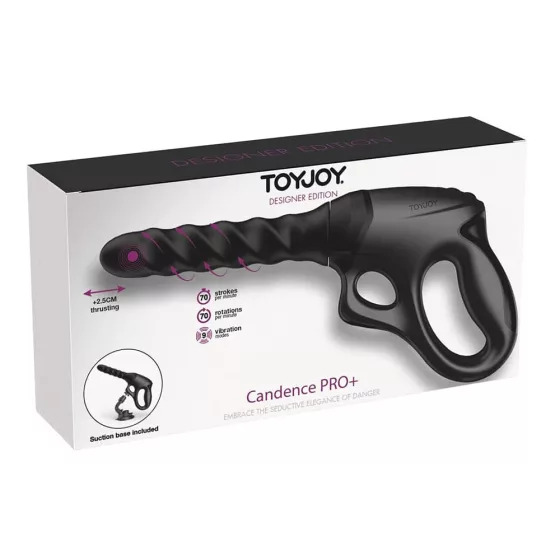 Toy Joy - Cadence PRO+ lökő/forgó/rezgő kézi szexgép, tapadótalppal (fekete)