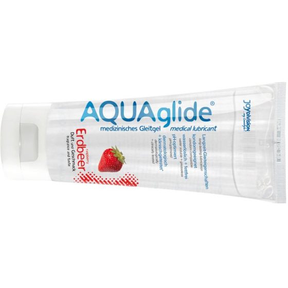 AQUAglide Strawberry vízbázisú síkosító, eper aromával (100 ml)