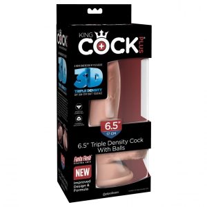 King Cock Plus Triple Density 6,5" tapadótalpas dildó herékkel (17 cm)