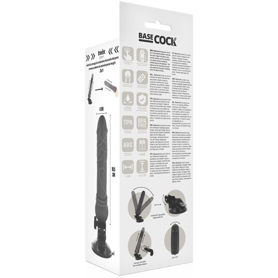 Basecock tapadótalpas vibrátor, vezetékes távirányítóval (fekete - 19,5 cm)