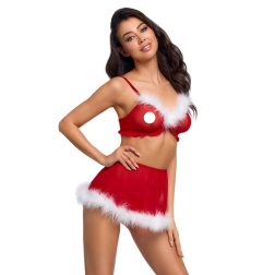   Cottelli 3 részes (melltartó, miniszoknya, tanga) karácsonyi szett (piros)