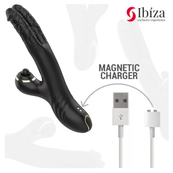 Ibiza – Two Dragons vibrátor két stimuláló ággal és klisztoriszgolyóval