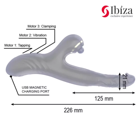 Ibiza – Two Dragons vibrátor két stimuláló ággal és klisztoriszgolyóval