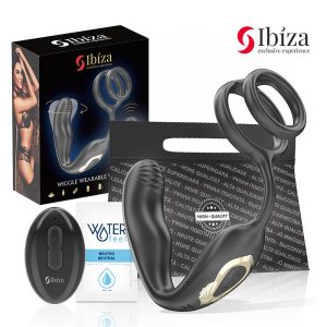 Ibiza forgófejes prosztatavibrátor, here és péniszgyűrűvel, távirányítóval