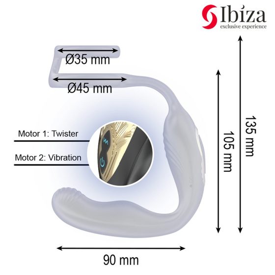 Ibiza forgófejes prosztatavibrátor, here és péniszgyűrűvel, távirányítóval