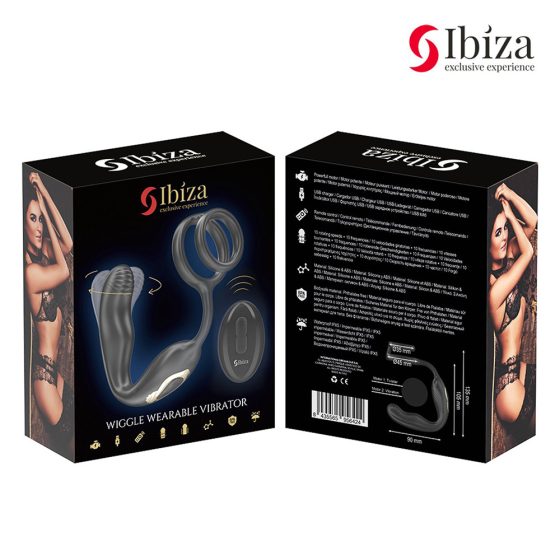 Ibiza forgófejes prosztatavibrátor, here és péniszgyűrűvel, távirányítóval