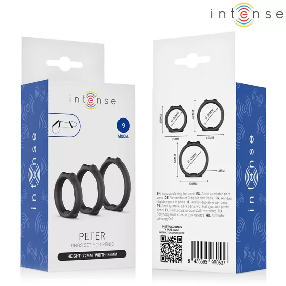 Intense – Model 9 Peter - háromrészes pénisz- és heregyűrű szett