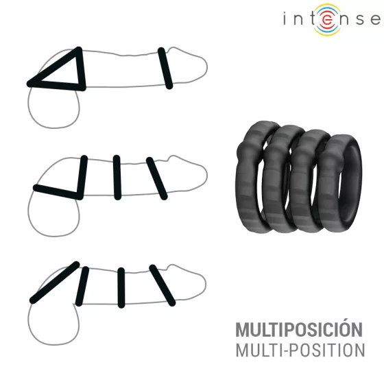 Intense – Model 10 Michiel - négyrészes pénisz- és heregyűrű készlet