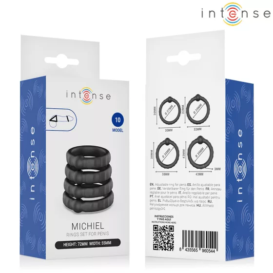 Intense – Model 10 Michiel - négyrészes pénisz- és heregyűrű készlet