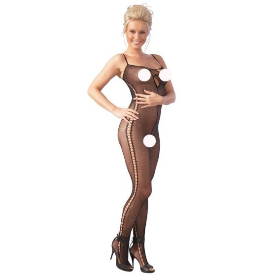 Mandy Mystery oldalt mintás, alul nyitott catsuit (fekete)