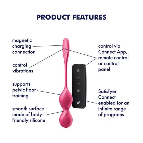 Satisfyer Love Birds 2 vibrációs gésagolyó páros, távirányítóval (pink) (APP-os)