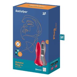   Satisfyer Rotator Plug 1+ análvibrátor, a szárán forgó gyöngysorral (piros) (APP-os)