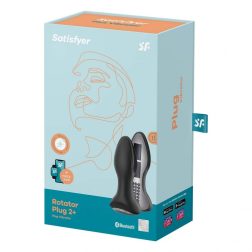   Satisfyer Rotator Plug 2+ análvibrátor, a szárán forgó gyöngysorral (fekete) (APP-os)