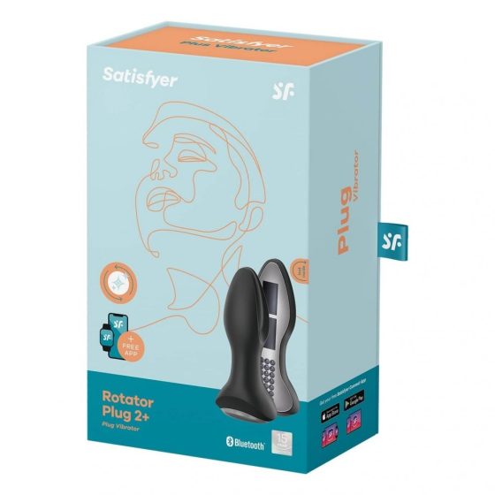 Satisfyer Rotator Plug 2+ análvibrátor, a szárán forgó gyöngysorral (fekete) (APP-os)