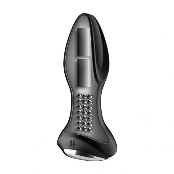 Satisfyer Rotator Plug 2+ análvibrátor, a szárán forgó gyöngysorral (fekete) (APP-os)