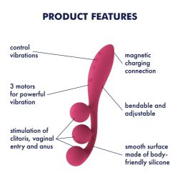 Satisfyer Tri Ball 1. három motoros, flexibilis vibrátor (piros).