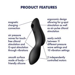   Satisfyer Curvy Trinity 2. vibrátor, léghullámos csiklóizgatóval (fekete)