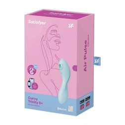   Satisfyer Curvy Trinity 5. vibrátor, léghullámos csiklóizgatóval (kék) (APP-os)