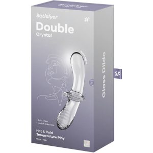 Satisfyer Double Crystal üveg dildó (áttetsző)