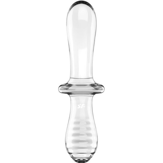 Satisfyer Double Crystal üveg dildó (áttetsző)