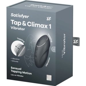 Satisfyer Tap & Climax 1. csiklóizgató, vibrációval, pulzációval (fekete)