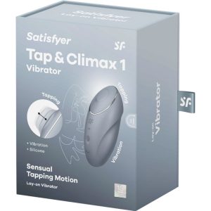 Satisfyer Tap & Climax 1. csiklóizgató, vibrációval, pulzációval (szürke)