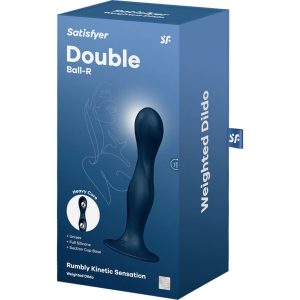 Satisfyer Double Ball-R szilikon dildó, belső ballasztgolyókkal (kék)