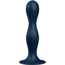   Satisfyer Double Ball-R szilikon dildó, belső ballasztgolyókkal (kék)