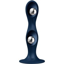   Satisfyer Double Ball-R szilikon dildó, belső ballasztgolyókkal (kék)