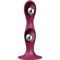   Satisfyer Double Ball-R szilikon dildó, belső ballasztgolyókkal (piros)