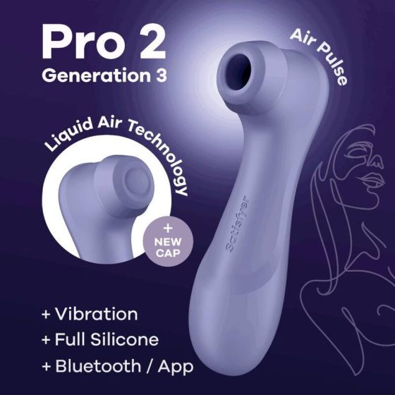 Satisfyer Pro 2. léghullámos csiklóizgató, vibrációval (lila) (3. generációs) (APP-os)