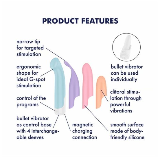 Satisfyer – Playful Four négyrészes vibrátorszett cserélhető feltétekkel