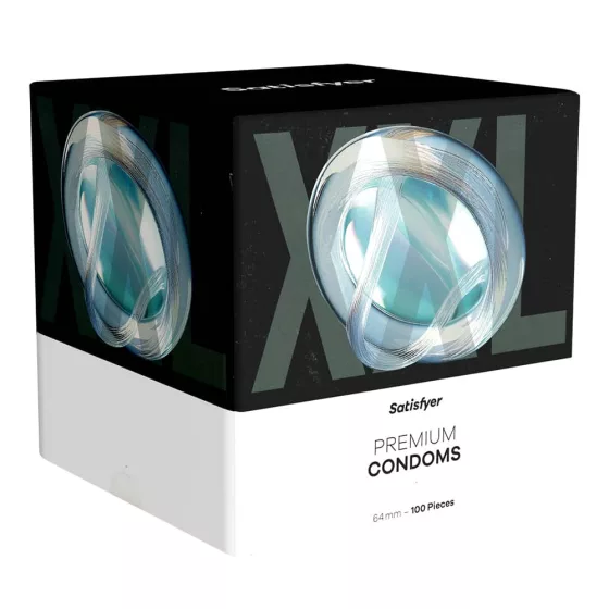 Satisfyer Premium Condoms 64. - 100 db egyedi méretű óvszer (64 mm - XXL méret)