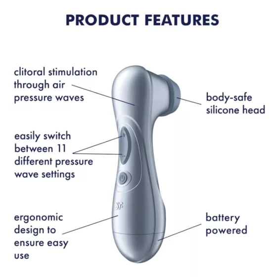 Satisfyer – Pro 2. léghullámos csiklóizgató (elemes, kék) (2. generációs)