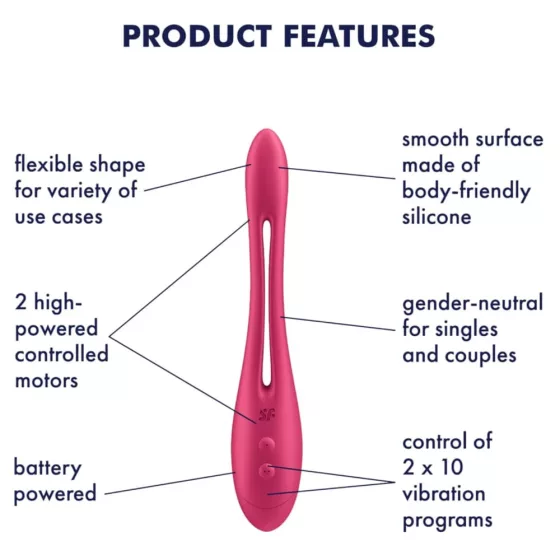 Satisfyer – Elastic Game flexibilis szárú duplavibrátor (rózsaszín - elemes)