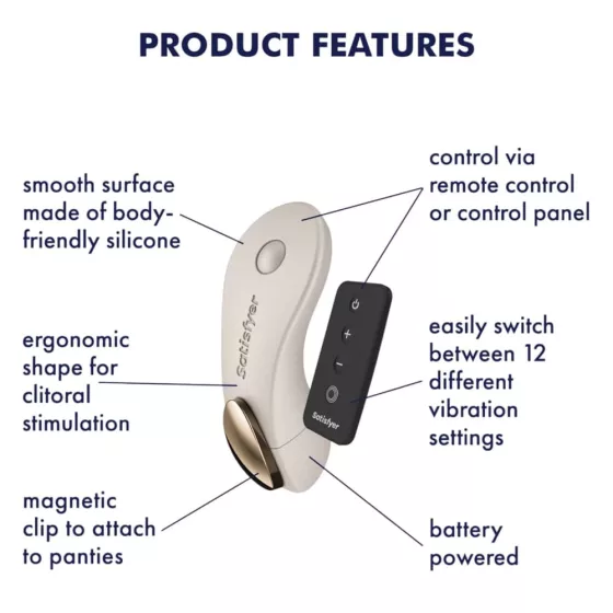 Satisfyer – Little Secret alsóba helyezhető, viselhető vibrátor, távirányítóval (fehér - elemes)