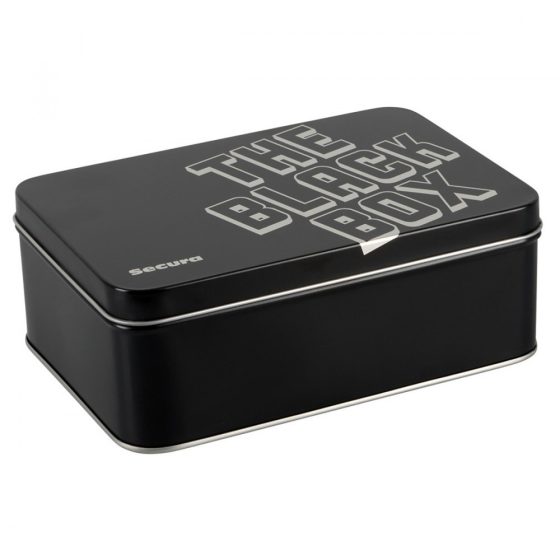 Secura The Black Box 50 db rücskös, fekete óvszer fém dobozban