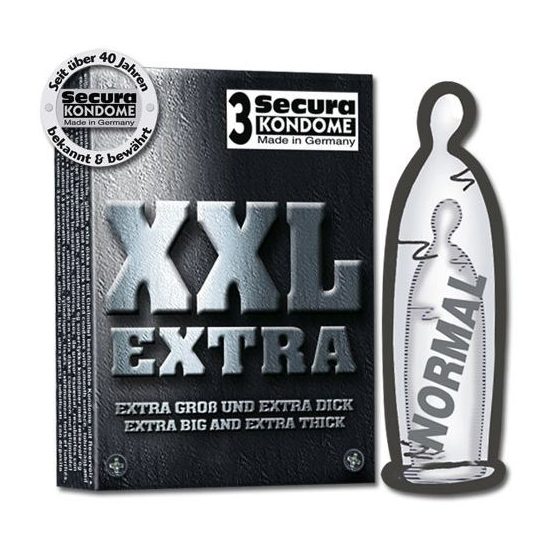 Secura XXL Extra 3 db extra méretű, erősített anyagú óvszer