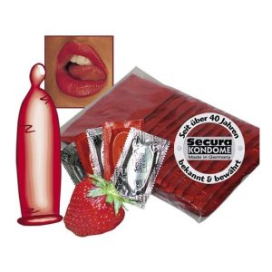 Secura Sweet Strawberry 50 db óvszer, eper aromával