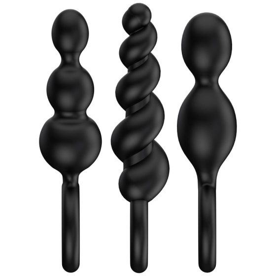 Satisfyer Plugs Booty Call 3 db-os análdildó szett (fekete)