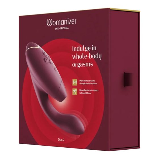 Womanizer Duo 2. vibrátor, léghullámos csiklóizgatóval (bordó)