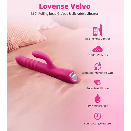 Lovense Velvo - okos klitoriszágas vibrátor, 360°-ban forgó gyöngysorral (APP-os)