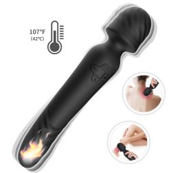   2in1 masszírozógép és vibrátor, melegítő funkcióval (fekete)