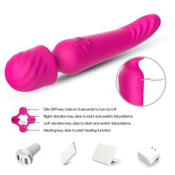   2in1 masszírozógép és vibrátor, melegítő funkcióval (pink)