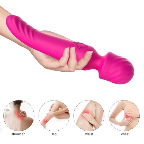 2in1 masszírozógép és vibrátor, melegítő funkcióval (pink)